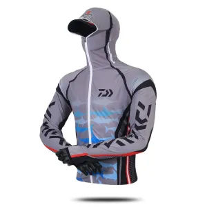 Daiwa Professional Fishing Hoodie Anti-UV Sunscreen Sun Protection Face Neck Fishing Shirt Breathable Quick Dry Fishing Clothes