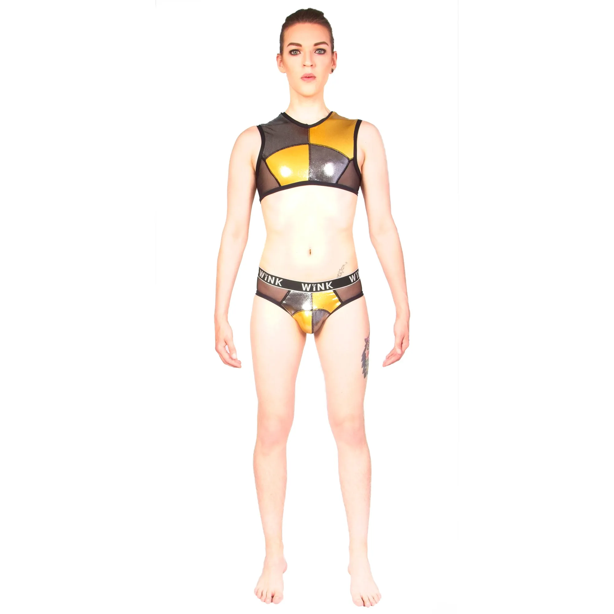 Damian Top With Mesh - Gold / Silver
