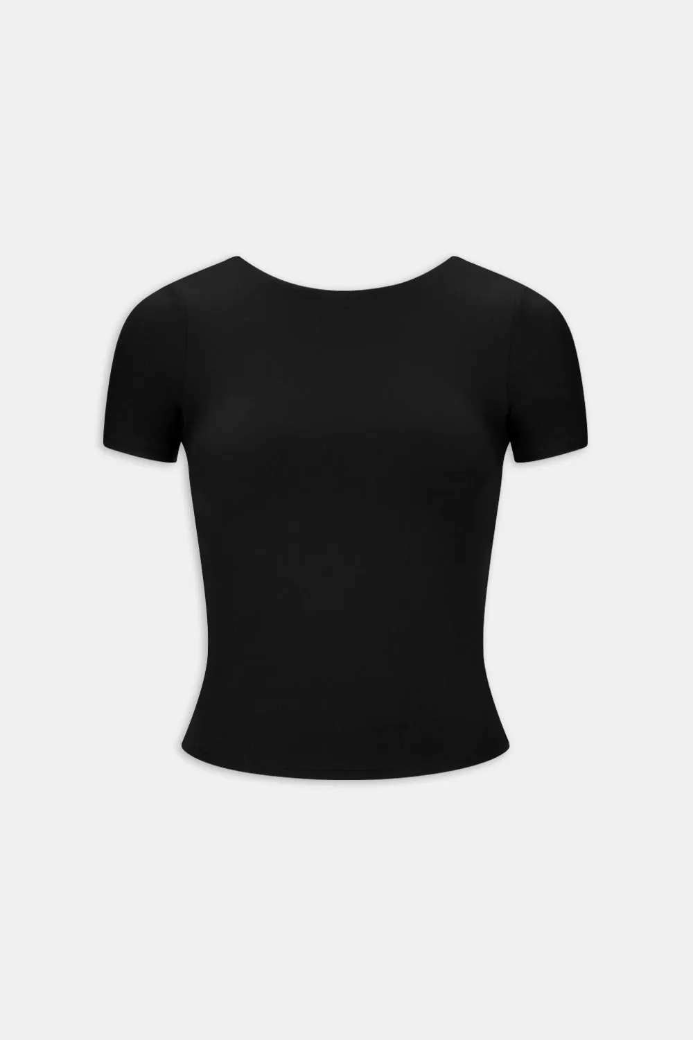DAYFLEX BUILT-IN SUPPORT TWIST BACK FULL LENGTH T-SHIRT - SHADOW BLACK