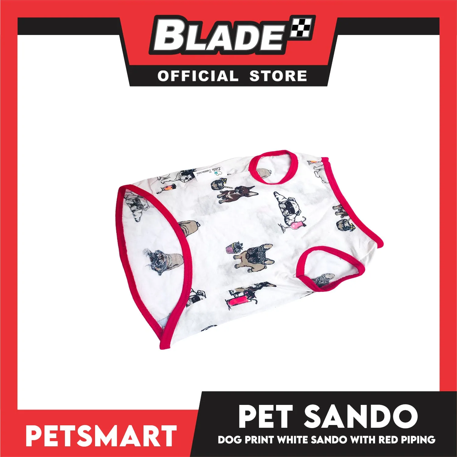 Dog Sando With Dog Print Design, White Red Color DG-CTN112XL (XL) Perfect Fit For Dogs, Breathable Sando Clothes, Soft Lightweight Pet Clothing