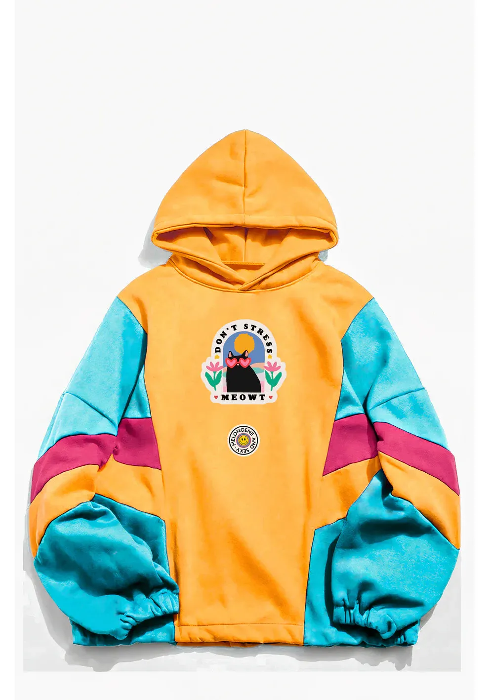 Don’t Stress Meowt Color-Block Hoodie