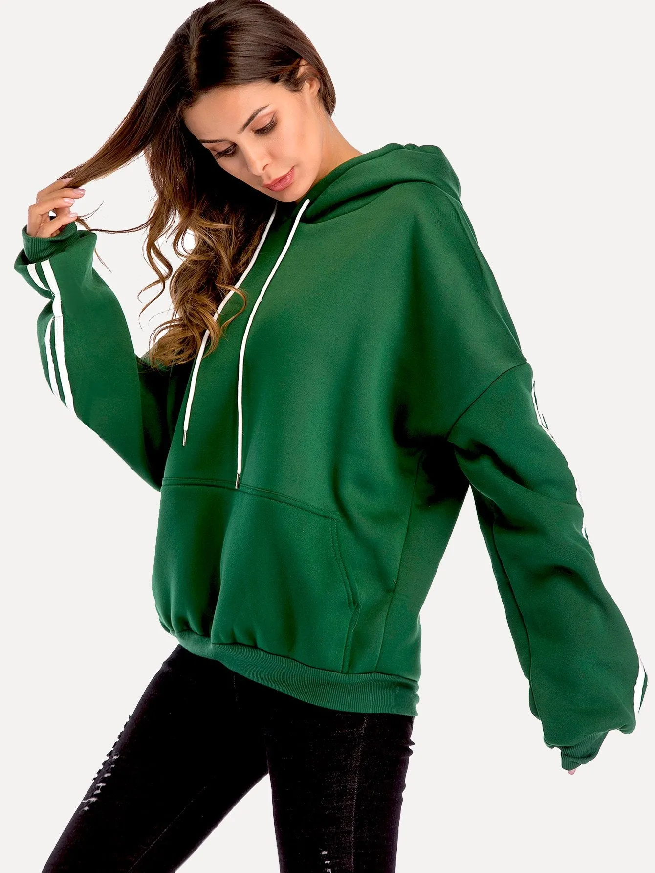 Drop Shoulder Hooded Sweatshirt