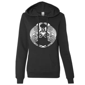 Dual Raven White Print Ladies Lt./Wt. Hoodie
