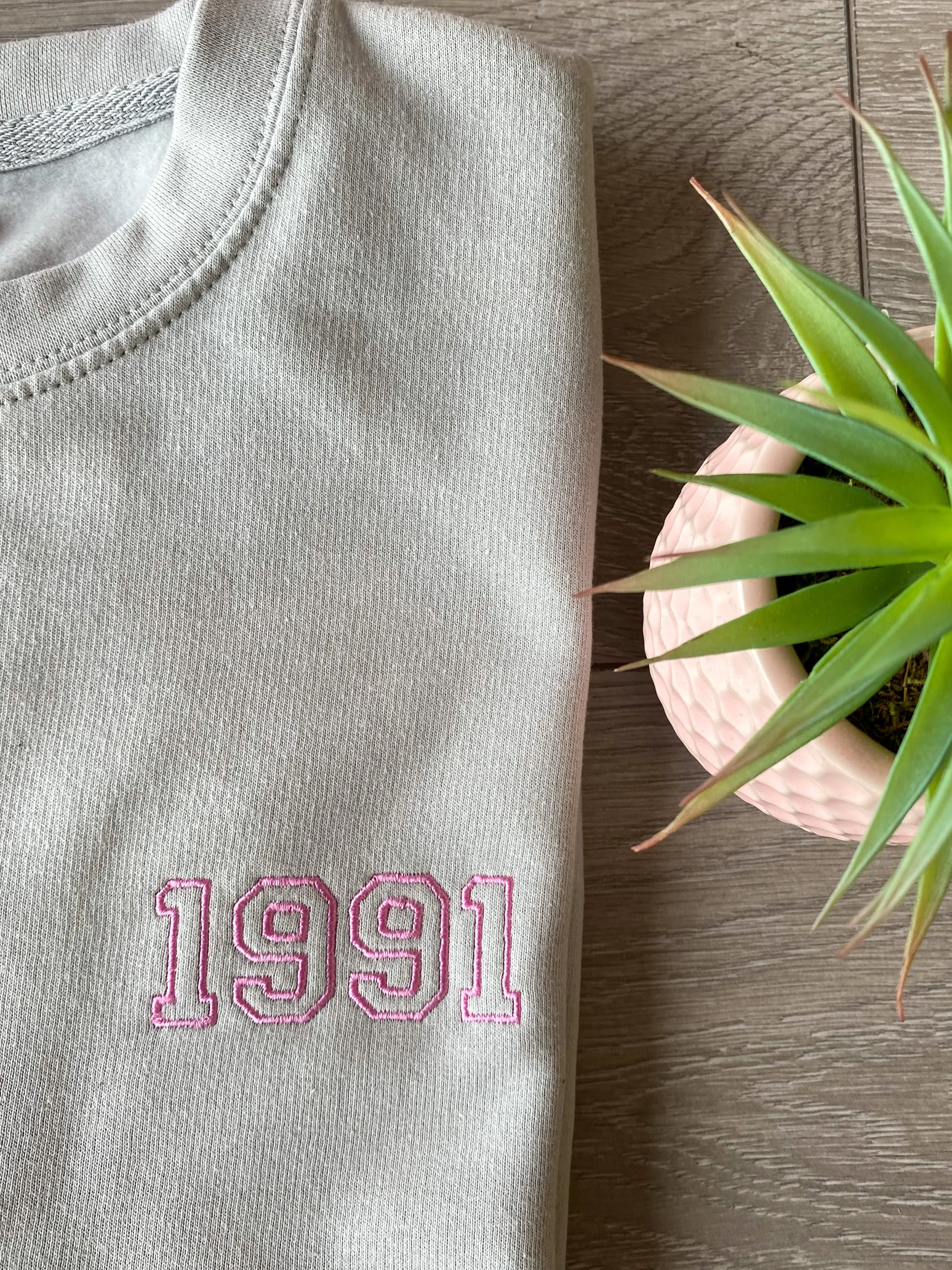 Embroidered Personalised Year Sweatshirt with Sleeve Initials