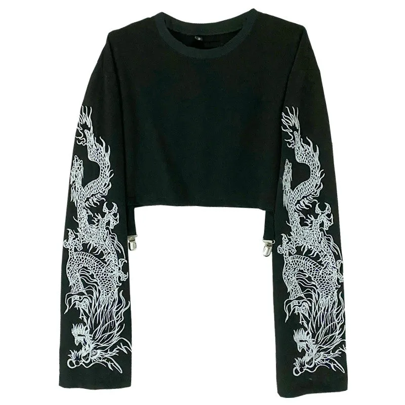 Embroidered Purple Dragon Short T-Shirt ER5749
