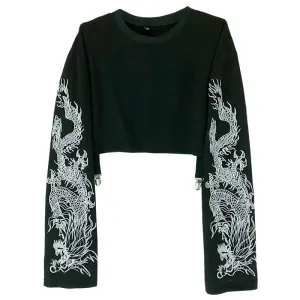 Embroidered Purple Dragon Short T-Shirt ER5749
