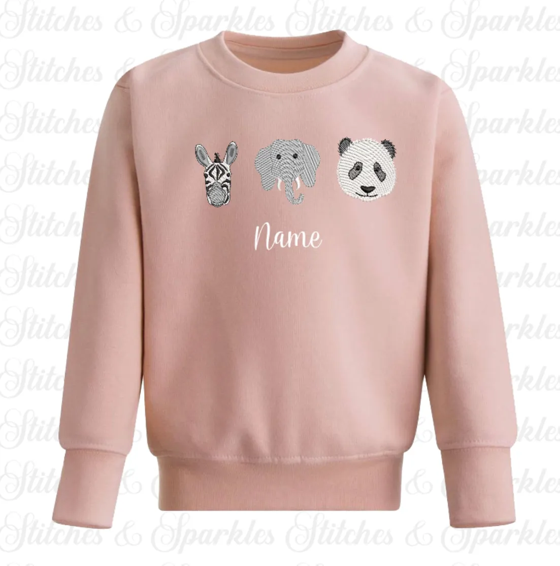 Embroidered Safari Animals Jumper Sweatshirt