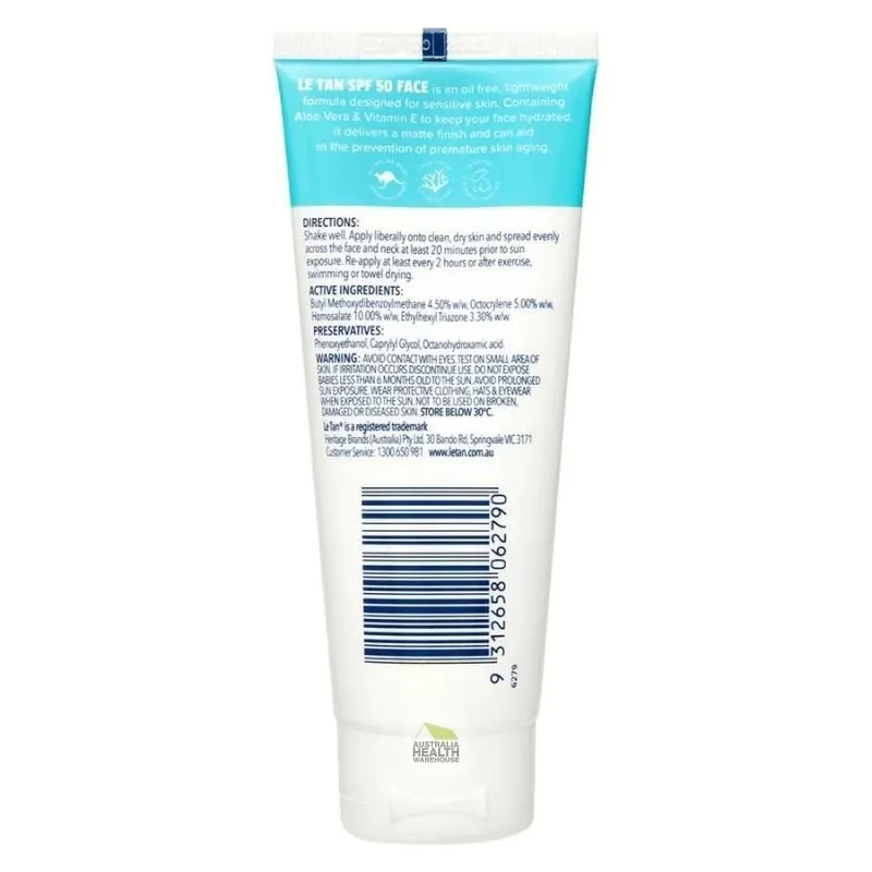 [Expiry: 05/2027] Le Tan SPF 50 Face Sensitive Sunscreen Lotion 70mL