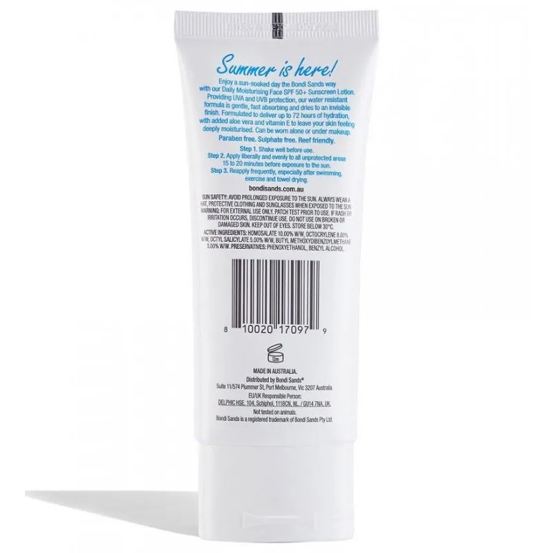 [Expiry: 08/2026] Bondi Sands Daily Moisturising Face SPF 50  Sunscreen Lotion Fragrance Free 75mL