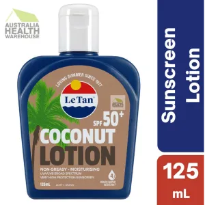 [Expiry: 10/2025] Le Tan SPF 50  Coconut Sunscreen Lotion 125mL