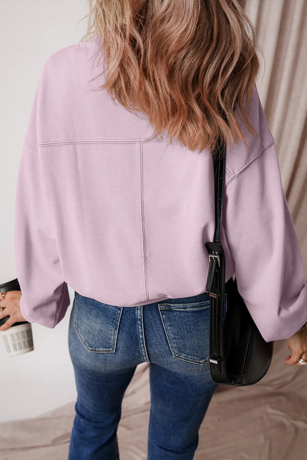 Exposed Seam Batwing Sleeve Sweatshirt