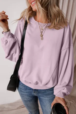 Exposed Seam Batwing Sleeve Sweatshirt