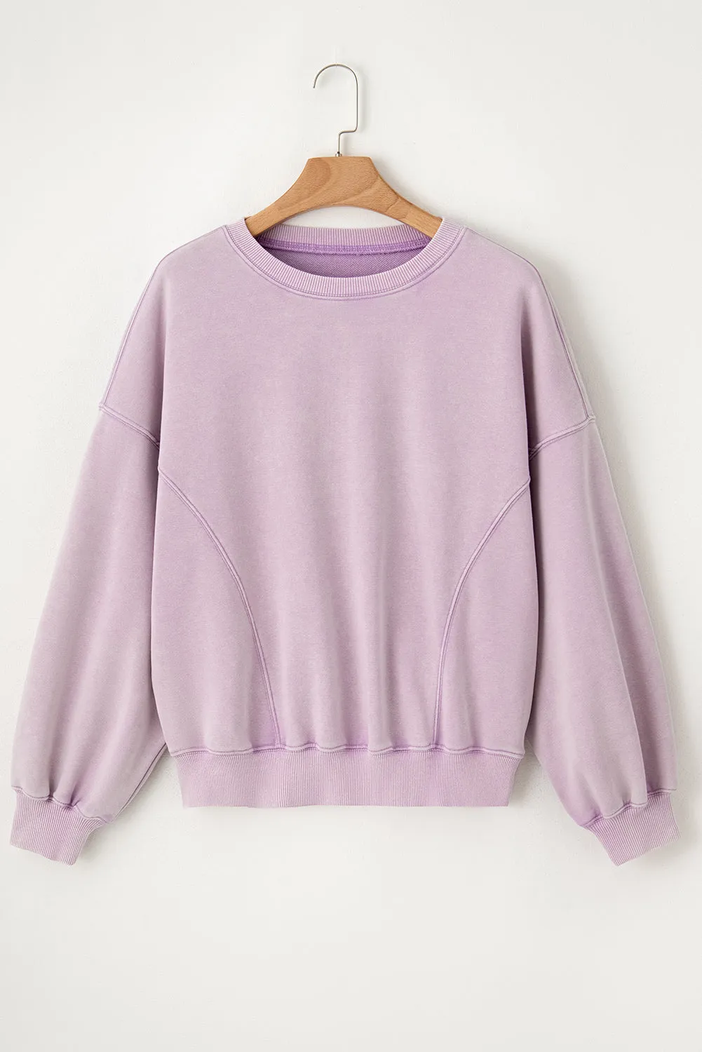 Exposed Seam Batwing Sleeve Sweatshirt