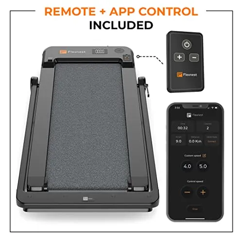Flexnest 2-in-1 Smart Foldable Treadmill-2 Displays, Bluetooth Speaker, Installation-Free, App/Remote Control & Free-Classes and Virtual Walks for Home, Office Walking and Running Pad Flexpad (Black)