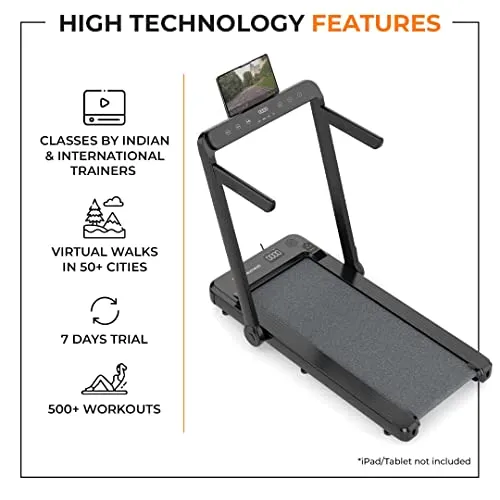 Flexnest 2-in-1 Smart Foldable Treadmill-2 Displays, Bluetooth Speaker, Installation-Free, App/Remote Control & Free-Classes and Virtual Walks for Home, Office Walking and Running Pad Flexpad (Black)