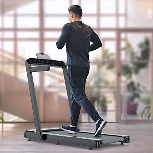 Flexnest 2-in-1 Smart Foldable Treadmill-2 Displays, Bluetooth Speaker, Installation-Free, App/Remote Control & Free-Classes and Virtual Walks for Home, Office Walking and Running Pad Flexpad (Black)