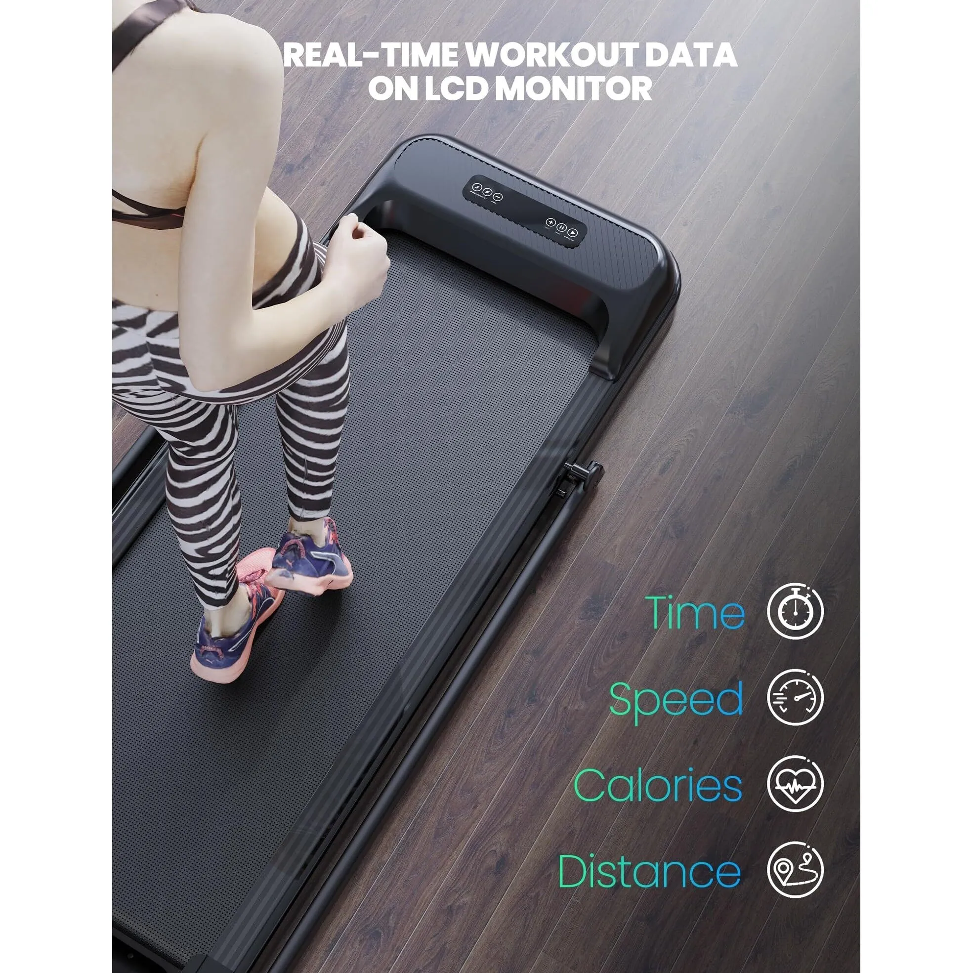 Folding Treadmill with Real-time Workout Data On LCD Display