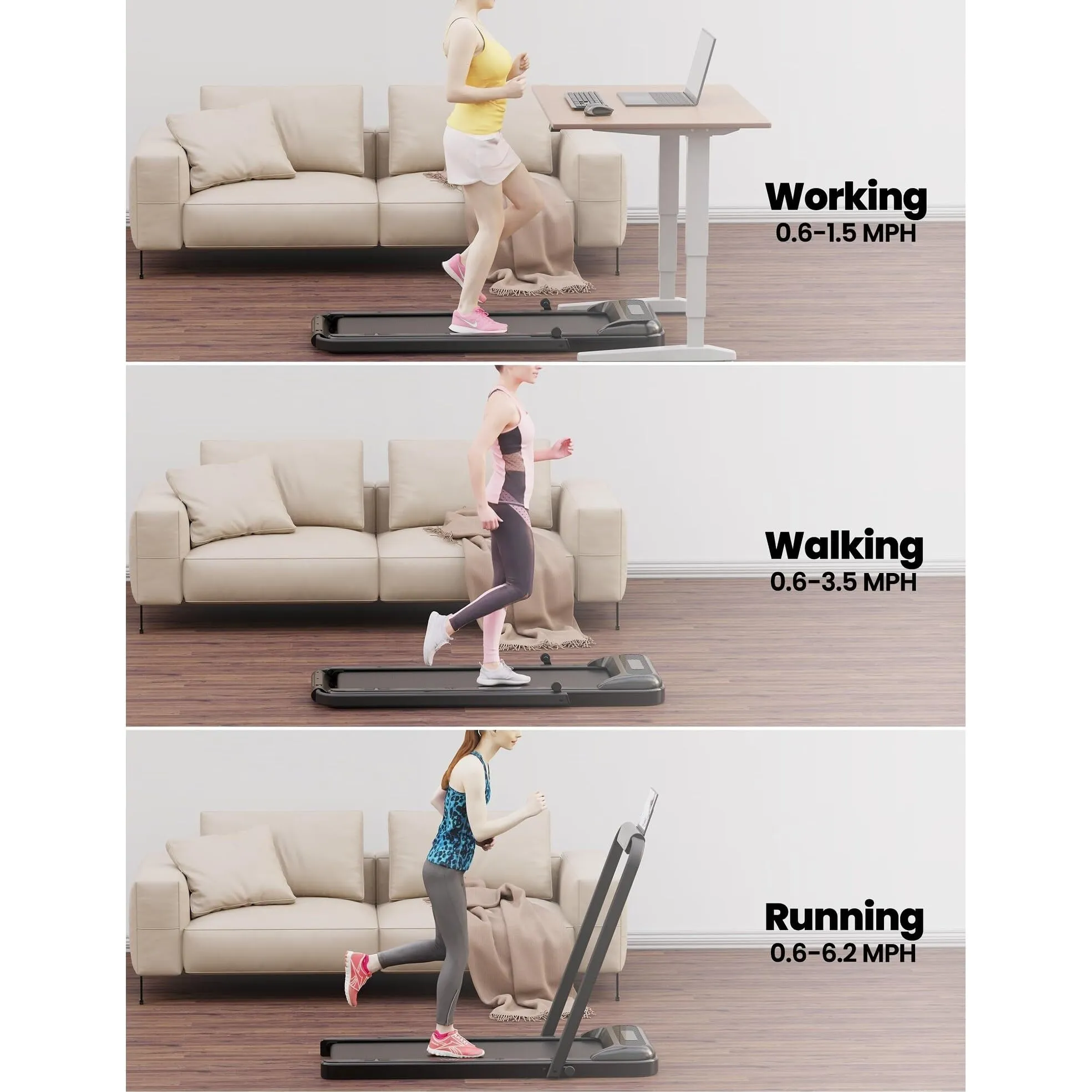 Folding Treadmill with Real-time Workout Data On LCD Display