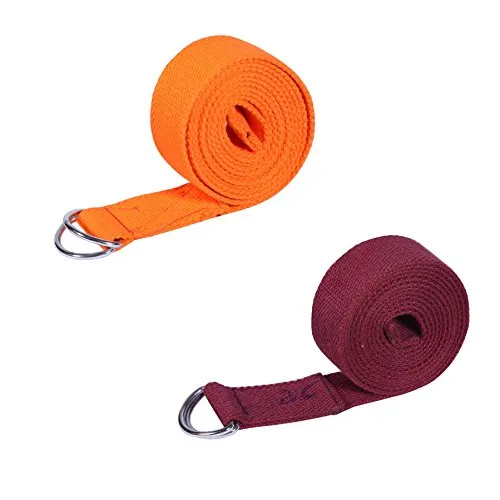 Footmate Yoga Strap with Adjustable D-Ring Buckle, Yoga Props - for Safe & Perfect Yoga Posture, Durable Polyester cotton Yoga Belt for Mens and Womens – 2 Pair (Length : 8 feet, width: 1.5 inch)