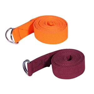 Footmate Yoga Strap with Adjustable D-Ring Buckle, Yoga Props - for Safe & Perfect Yoga Posture, Durable Polyester cotton Yoga Belt for Mens and Womens – 2 Pair (Length : 8 feet, width: 1.5 inch)