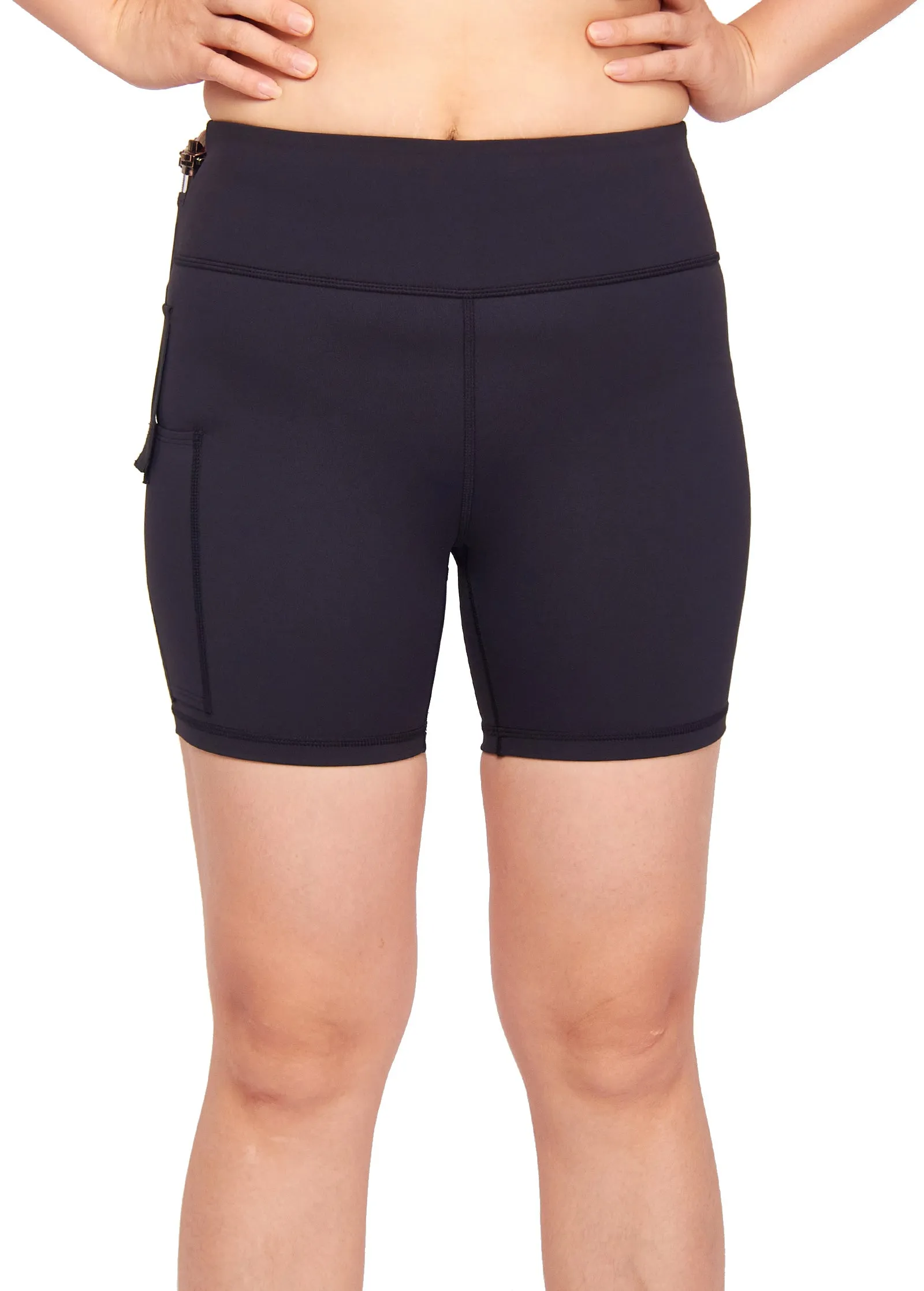 Graystone CCW Women's Two Pocket Holster Short with Outer Thigh Pocket Concealed Carry Compression Clothing Spandex
