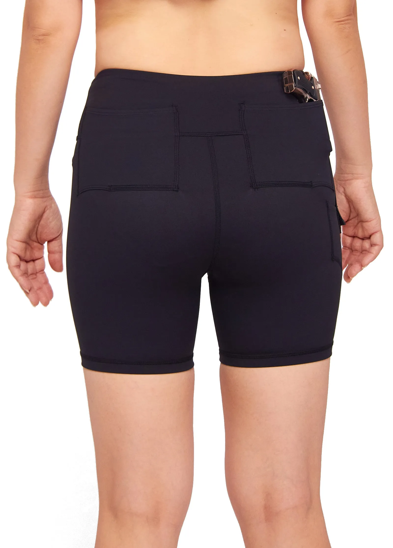 Graystone CCW Women's Two Pocket Holster Short with Outer Thigh Pocket Concealed Carry Compression Clothing Spandex