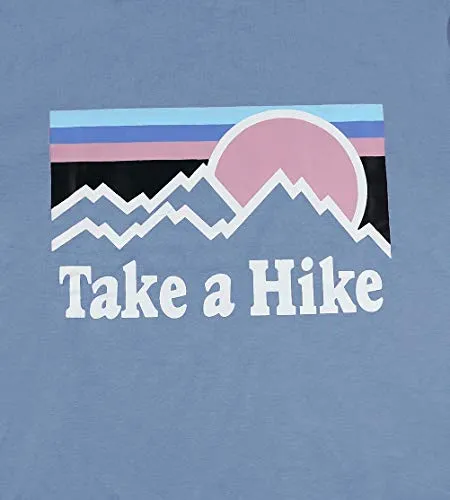 HDLTE Women Casual Tee Take A Hike Letters Printed Round Neck Short Sleeve T-Shirt (Blue, XL)