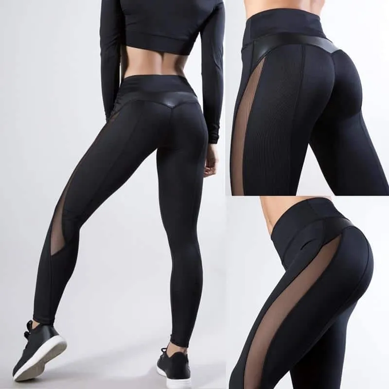 High Waist Side Mesh Heart Booty Yoga Leggings