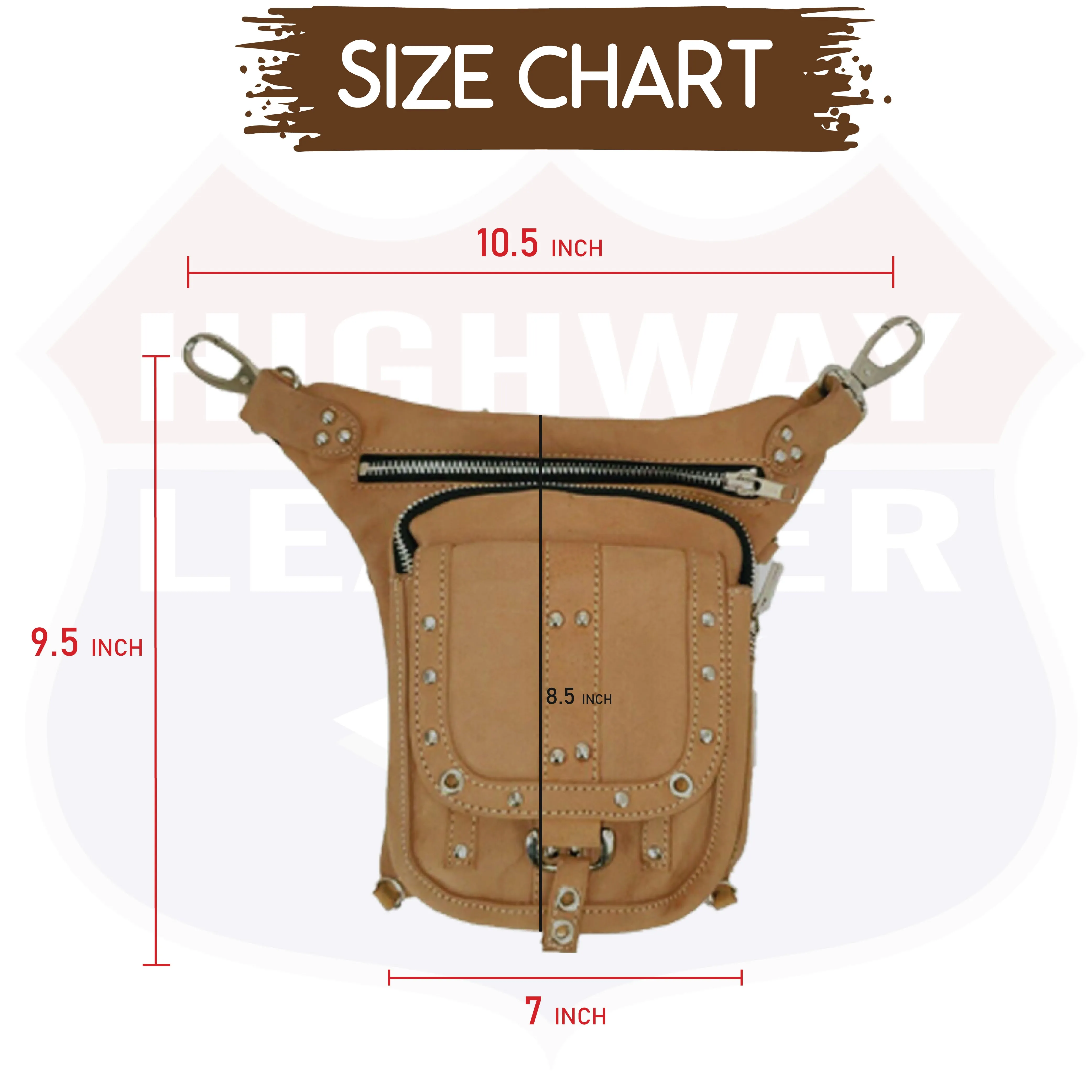 HL80197TAN LEATHER Thigh Drop Leg Bag Gun Holster Bag Waist Bag Fanny Pack Messenger Bag