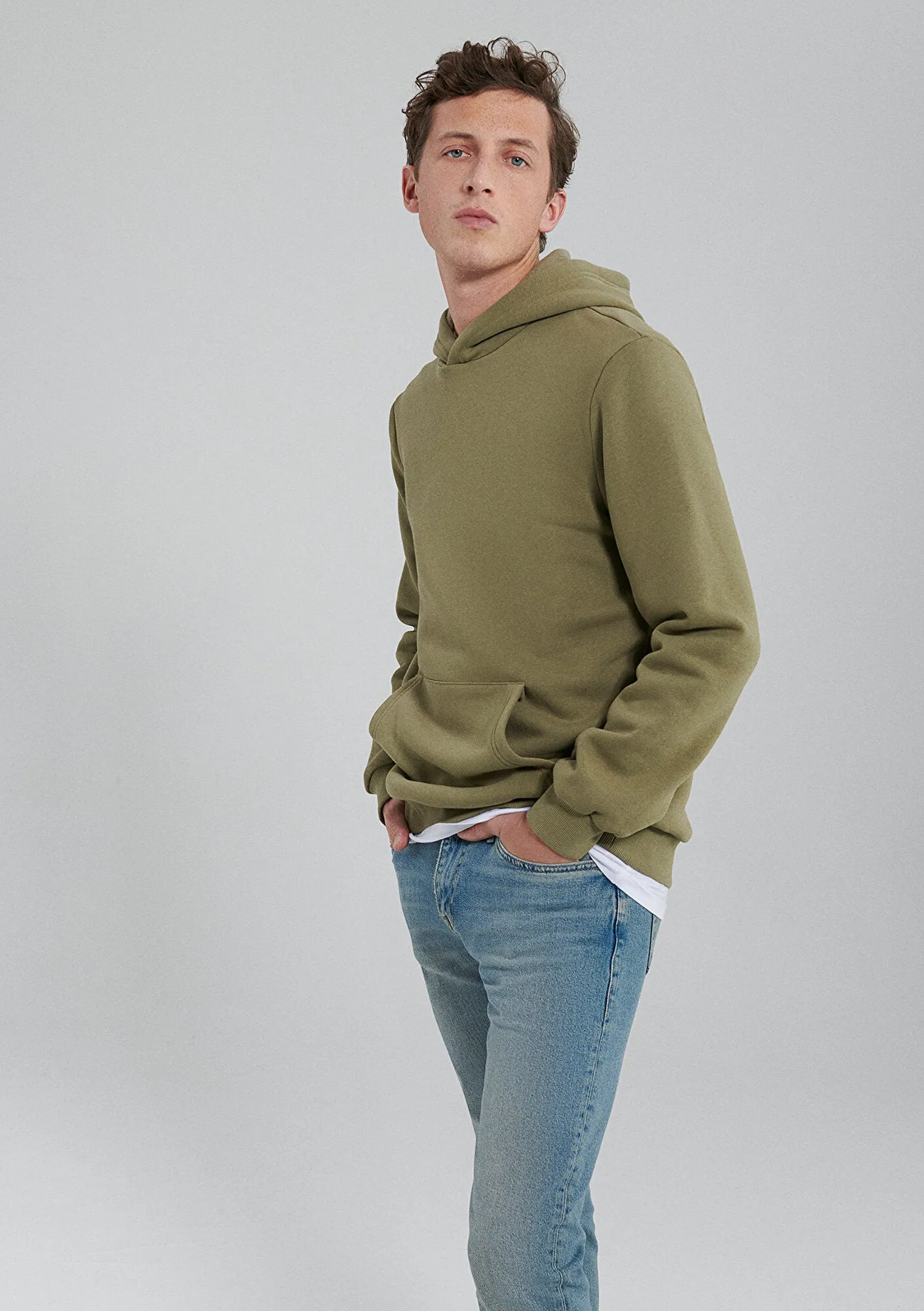 Hooded Green Basic Sweatshirt