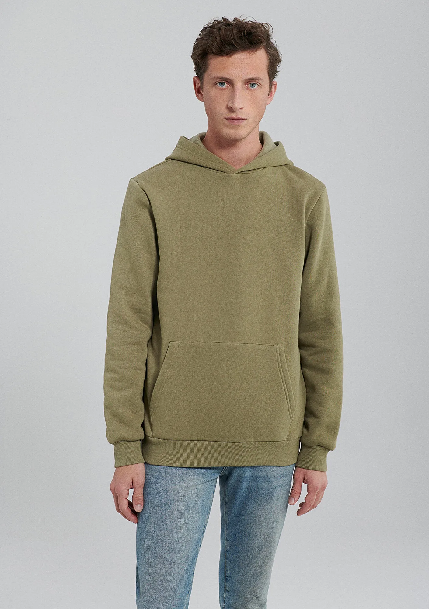 Hooded Green Basic Sweatshirt
