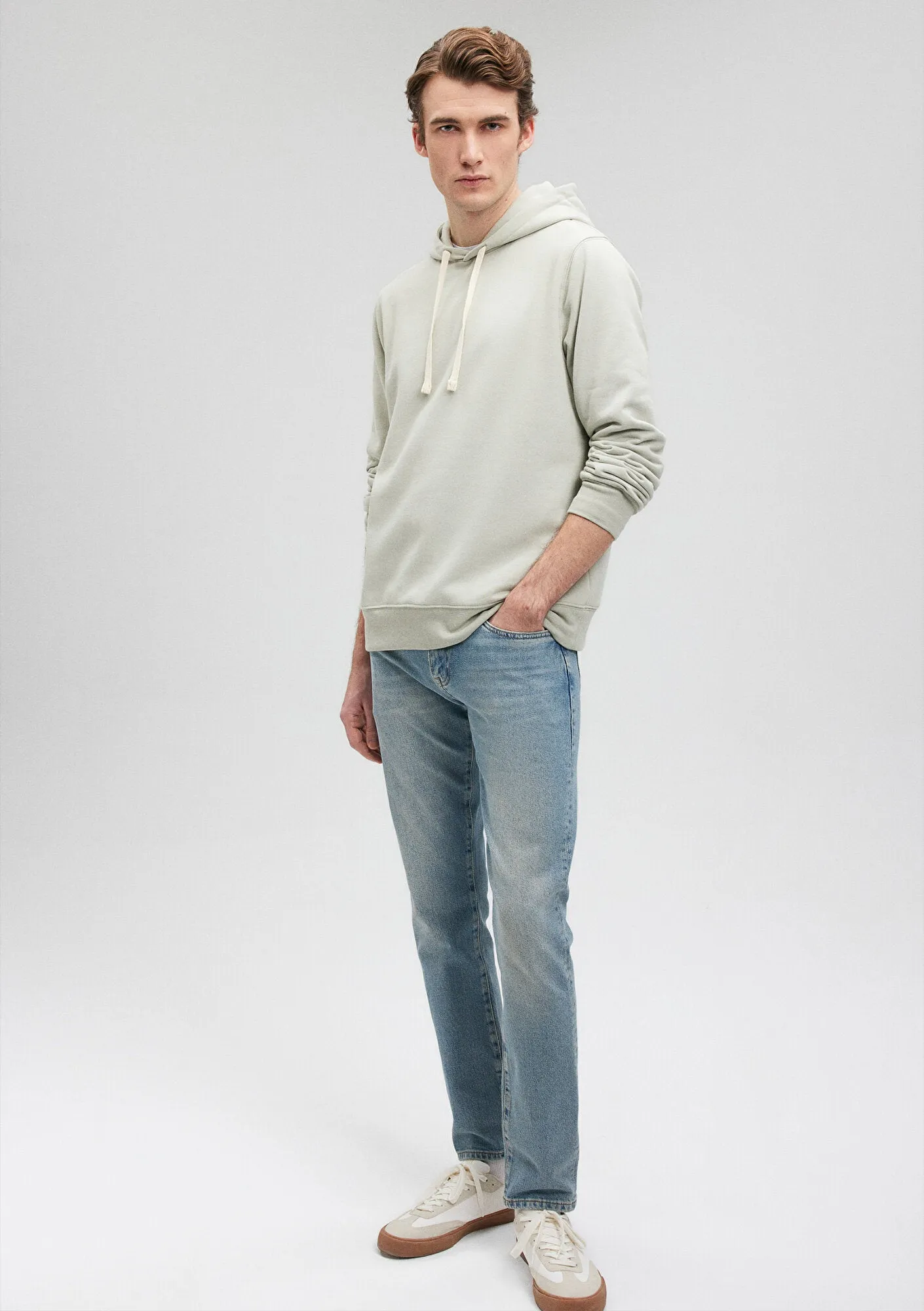 Hooded Green Basic Sweatshirt
