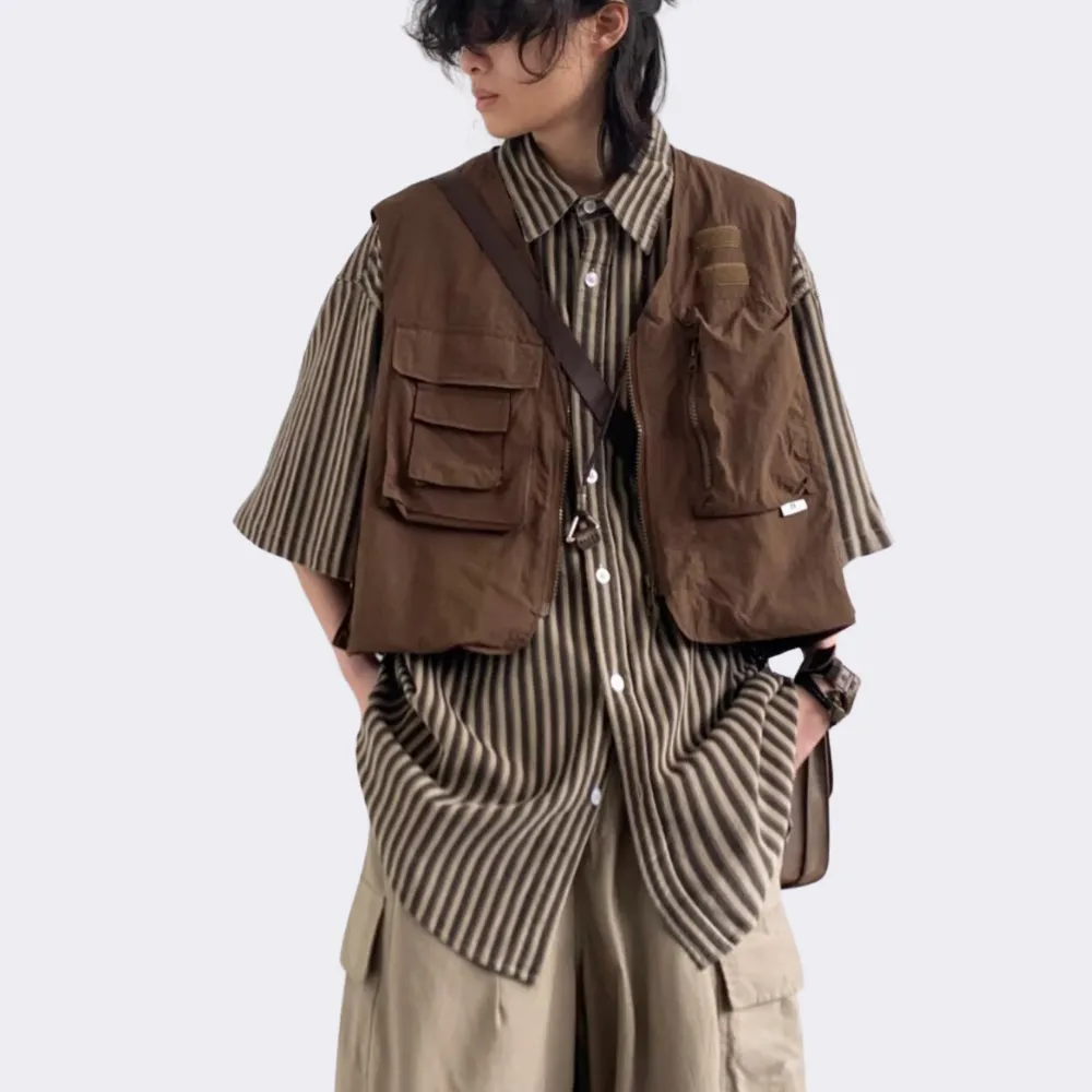 Japanese Retro Multi-Pocket Vest