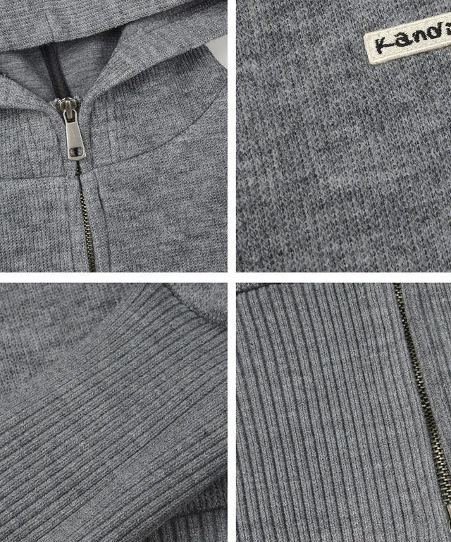 KANDINI Two-Way Hoodie Zip-up Jumper - Gray