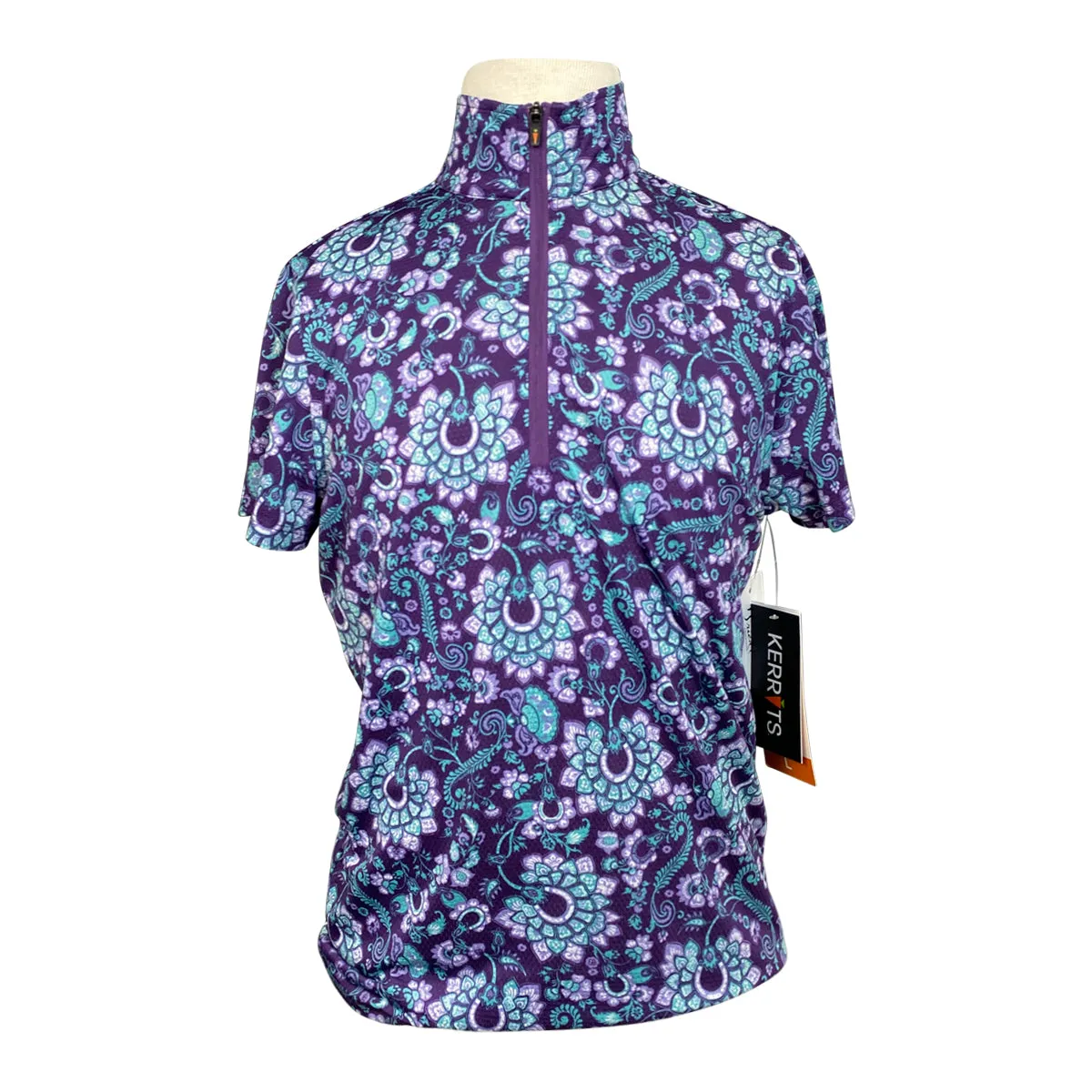 Kerrits 'Always Cool Ice Fil' Short Sleeve in Iris Paisley - Children's Large