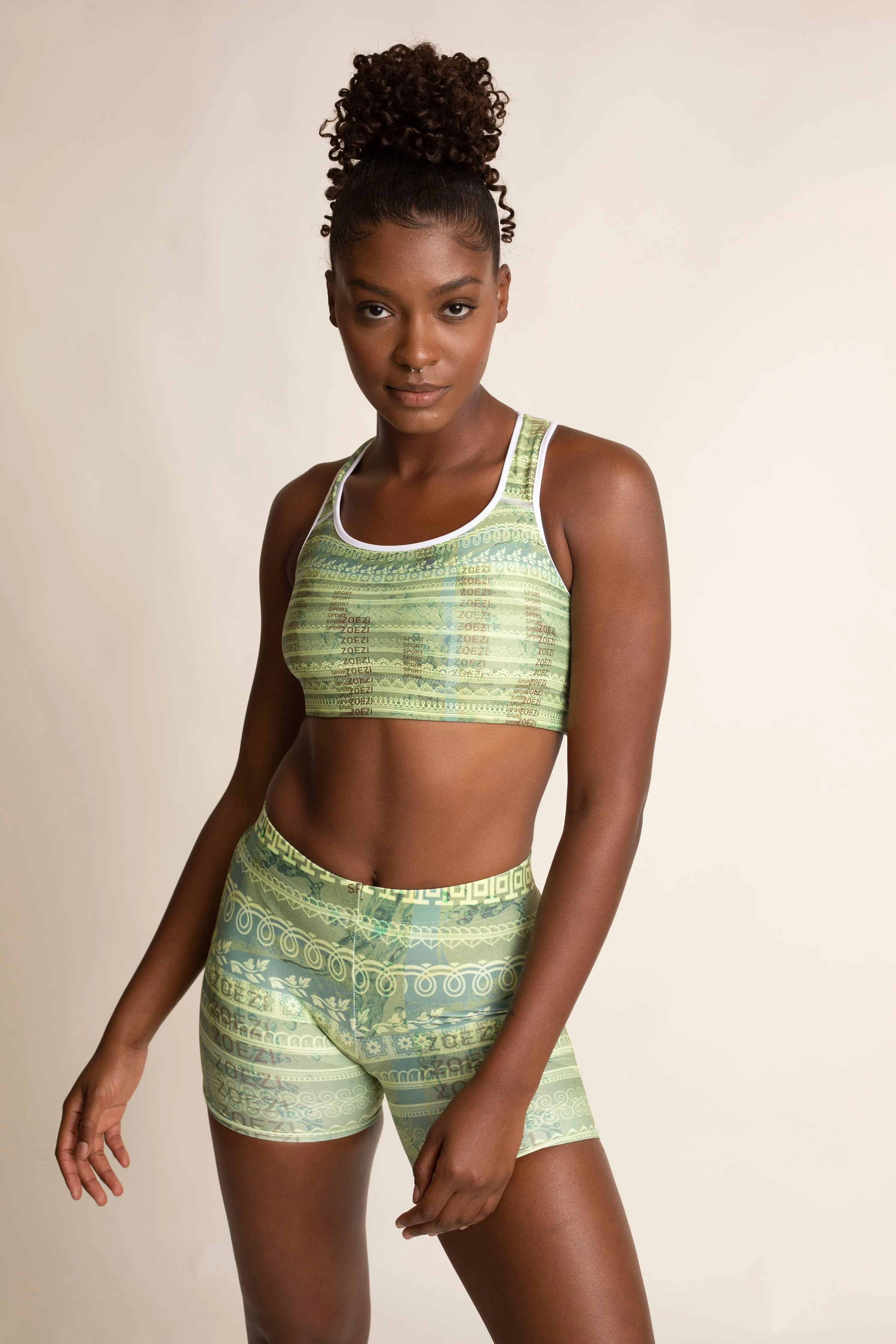 Kijani Print Moisture Wicking Medium Support Racerback Sports bra