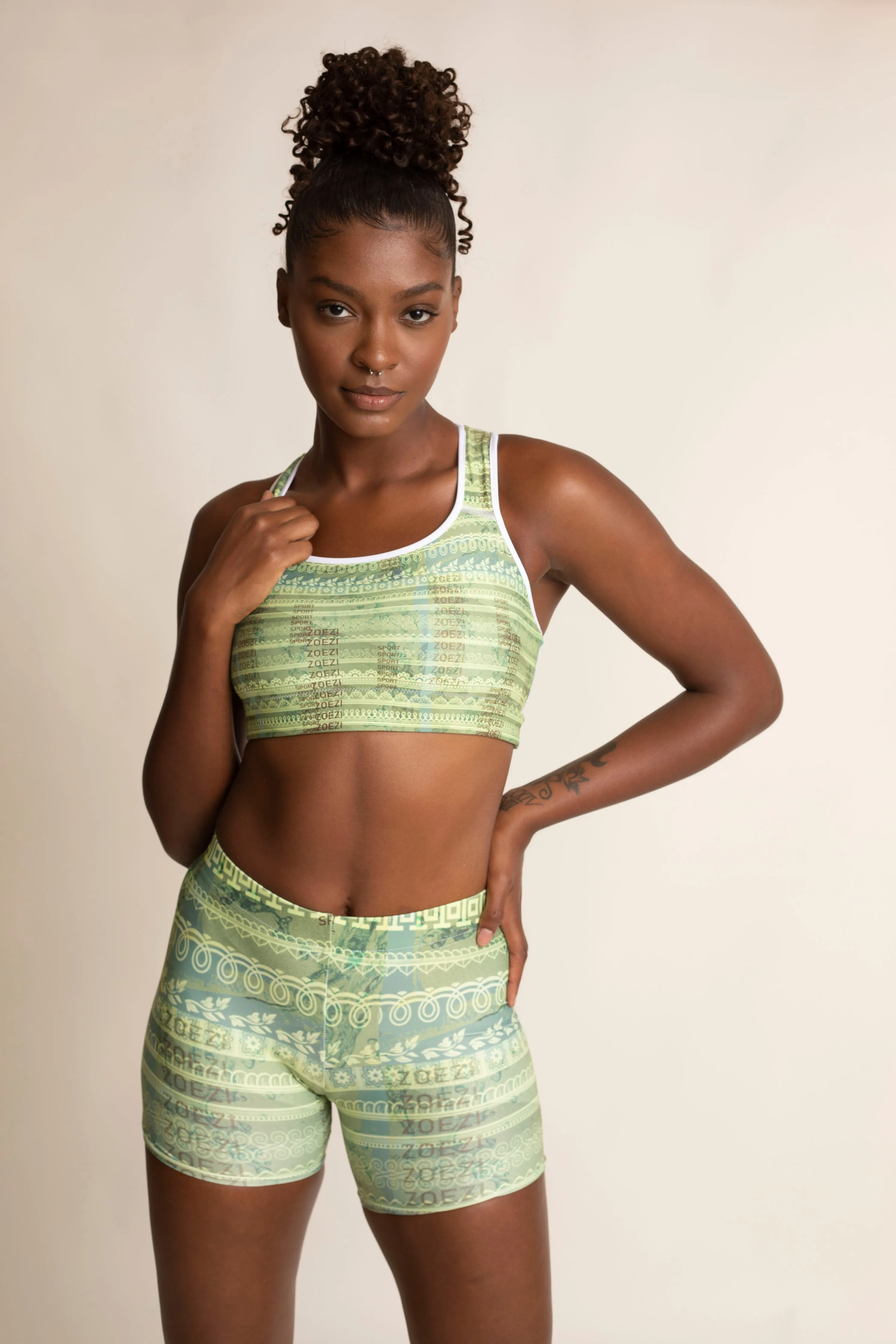 Kijani Print Moisture Wicking Medium Support Racerback Sports bra