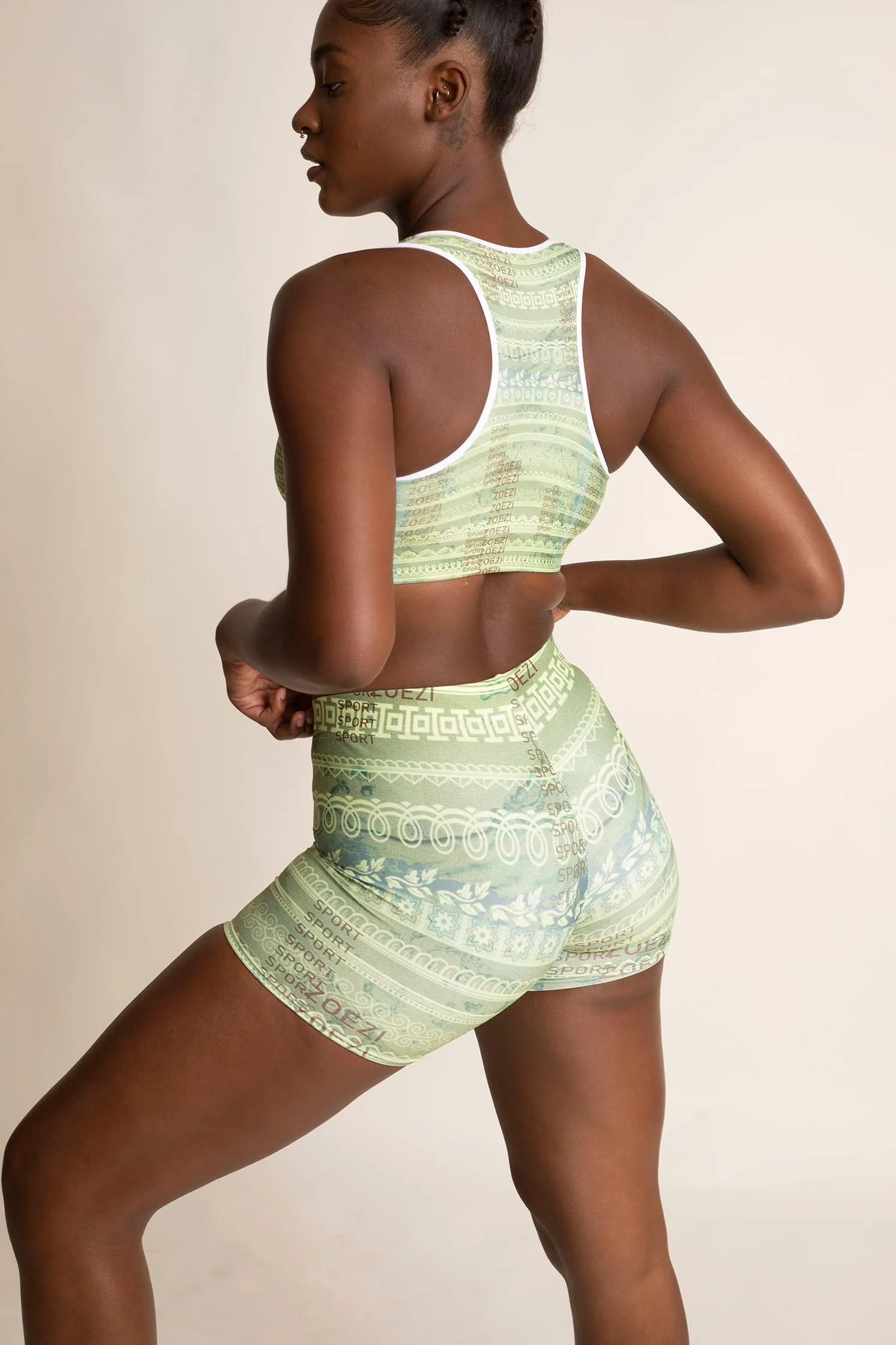 Kijani Print Moisture Wicking Medium Support Racerback Sports bra