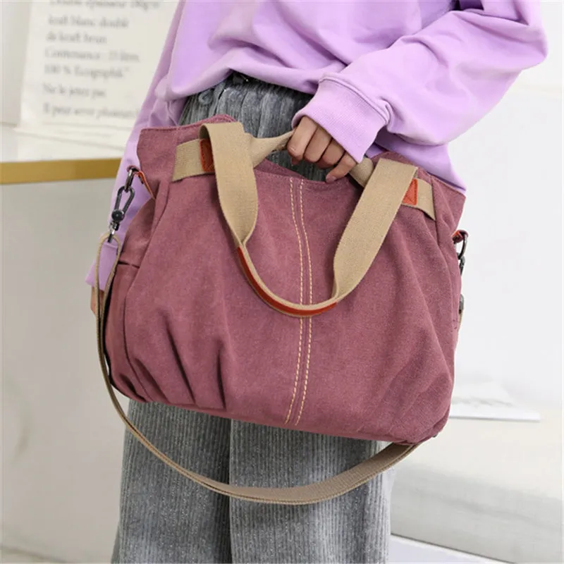 Ladies’ Large capacity fine stitching multi-pocket Soft-Touch Crossbody Shoulder Bag