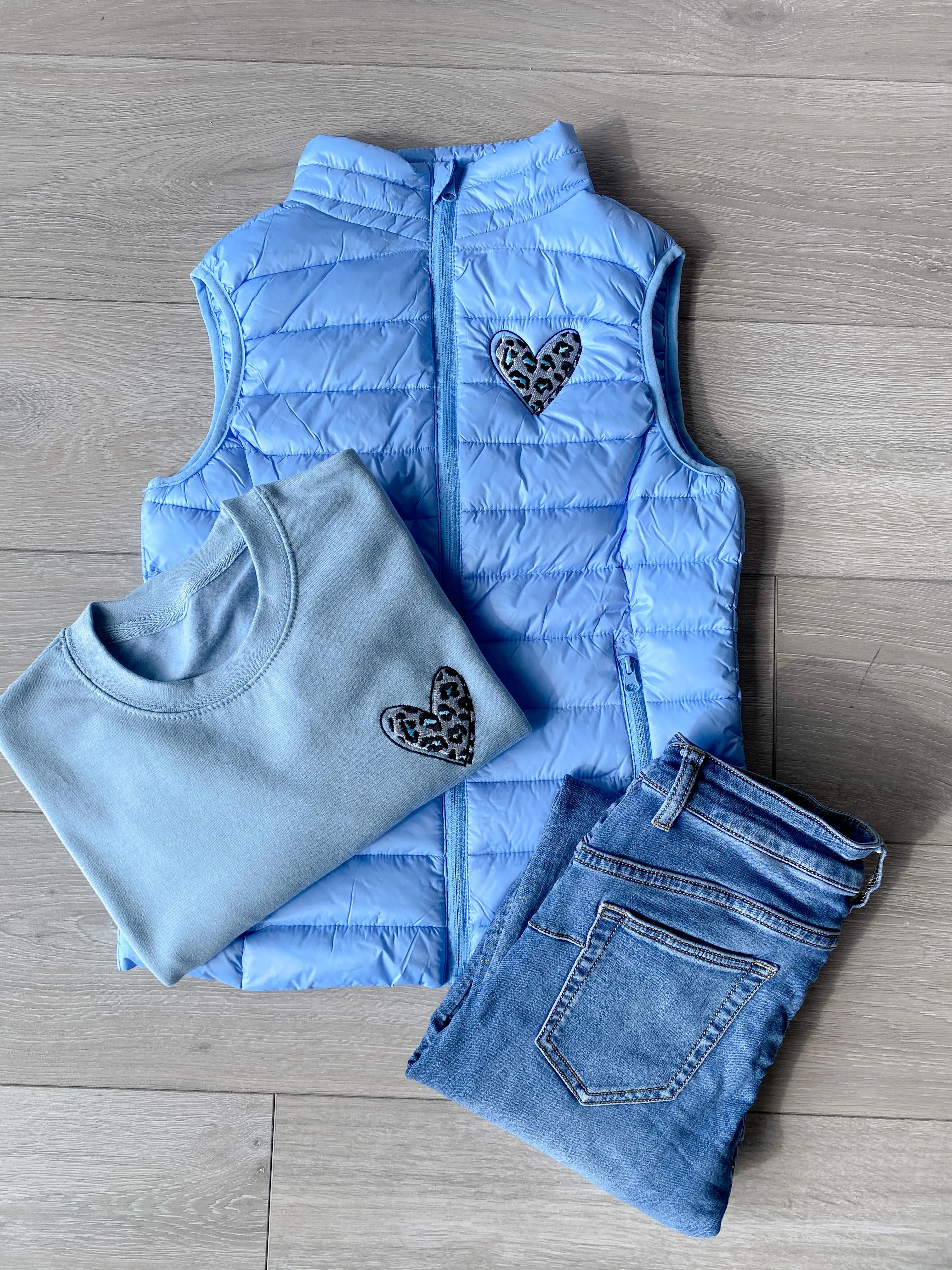 Leopard Print Heart Sweatshirt available in Grey, Lilac, Baby Pink, Baby Blue, Nude, Black and Navy