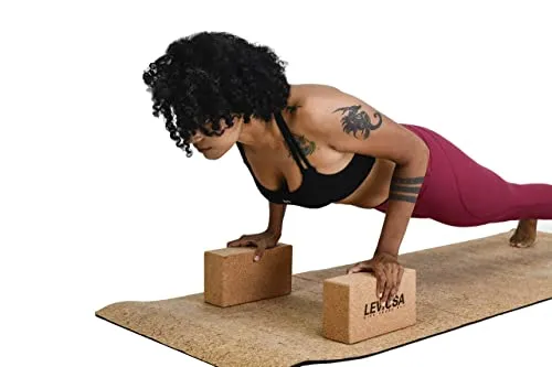 LEVIOSA Cork Yoga Block, 9 x 5 x 3 Inch , Brown