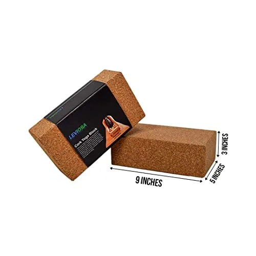 LEVIOSA Cork Yoga Block, 9 x 5 x 3 Inch , Brown