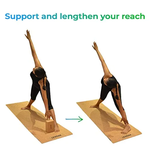 LEVIOSA Cork Yoga Block, 9 x 5 x 3 Inch , Brown