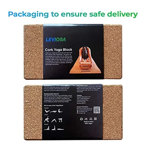 LEVIOSA Cork Yoga Block, 9 x 5 x 3 Inch , Brown