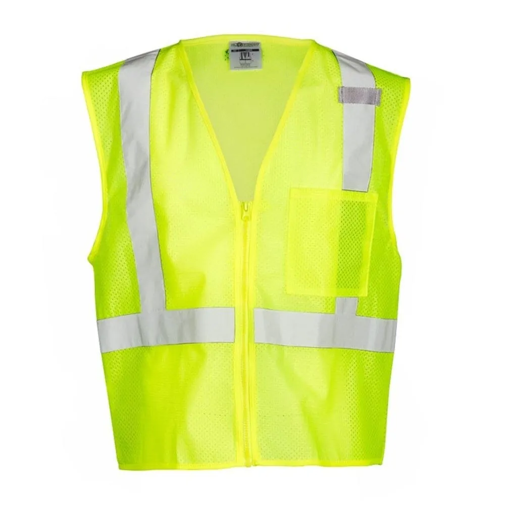 Lime Green Zipped Reflective Safety Vest With Pocket