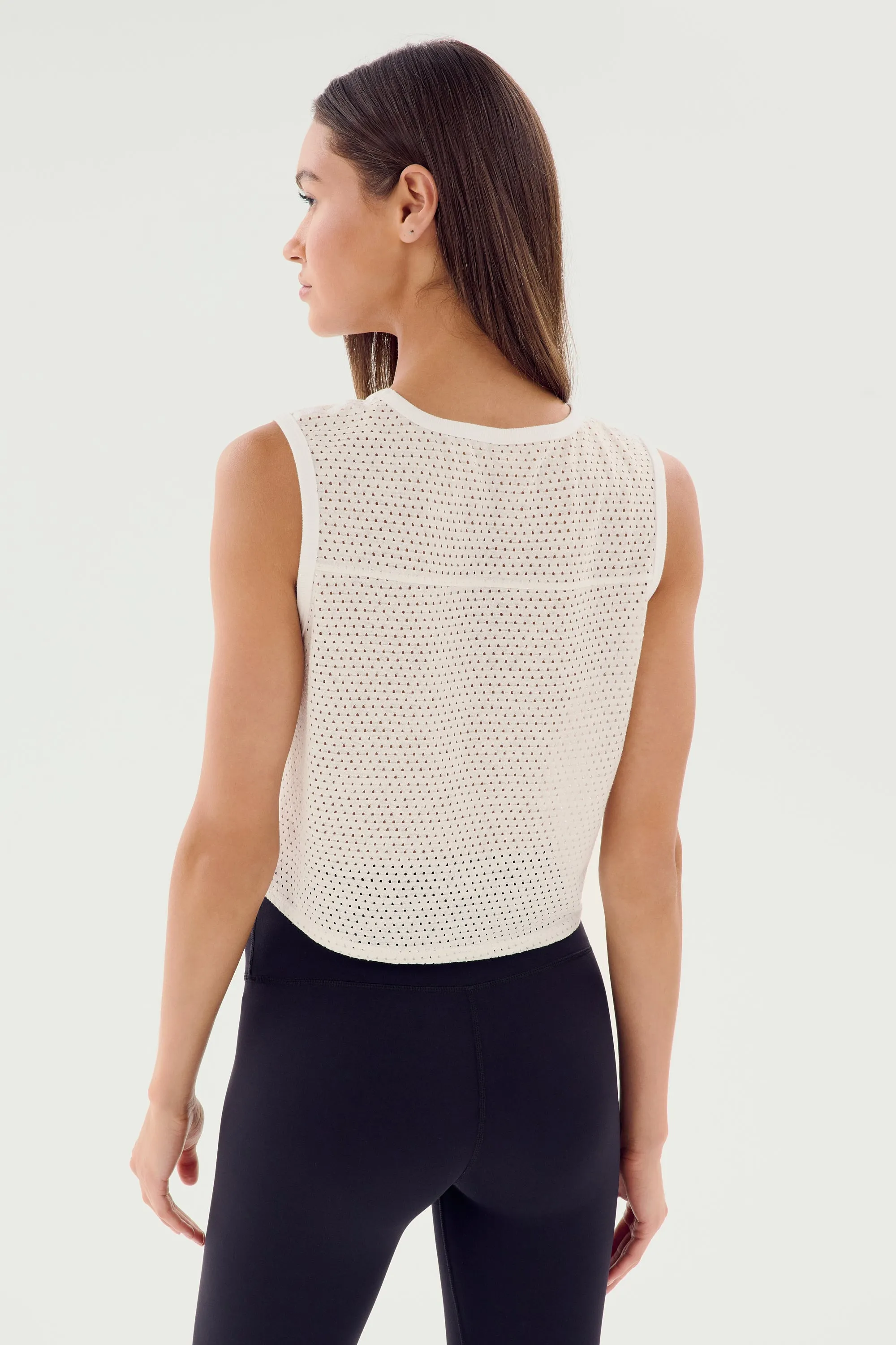 Logan Mesh Tank With Stripe - White