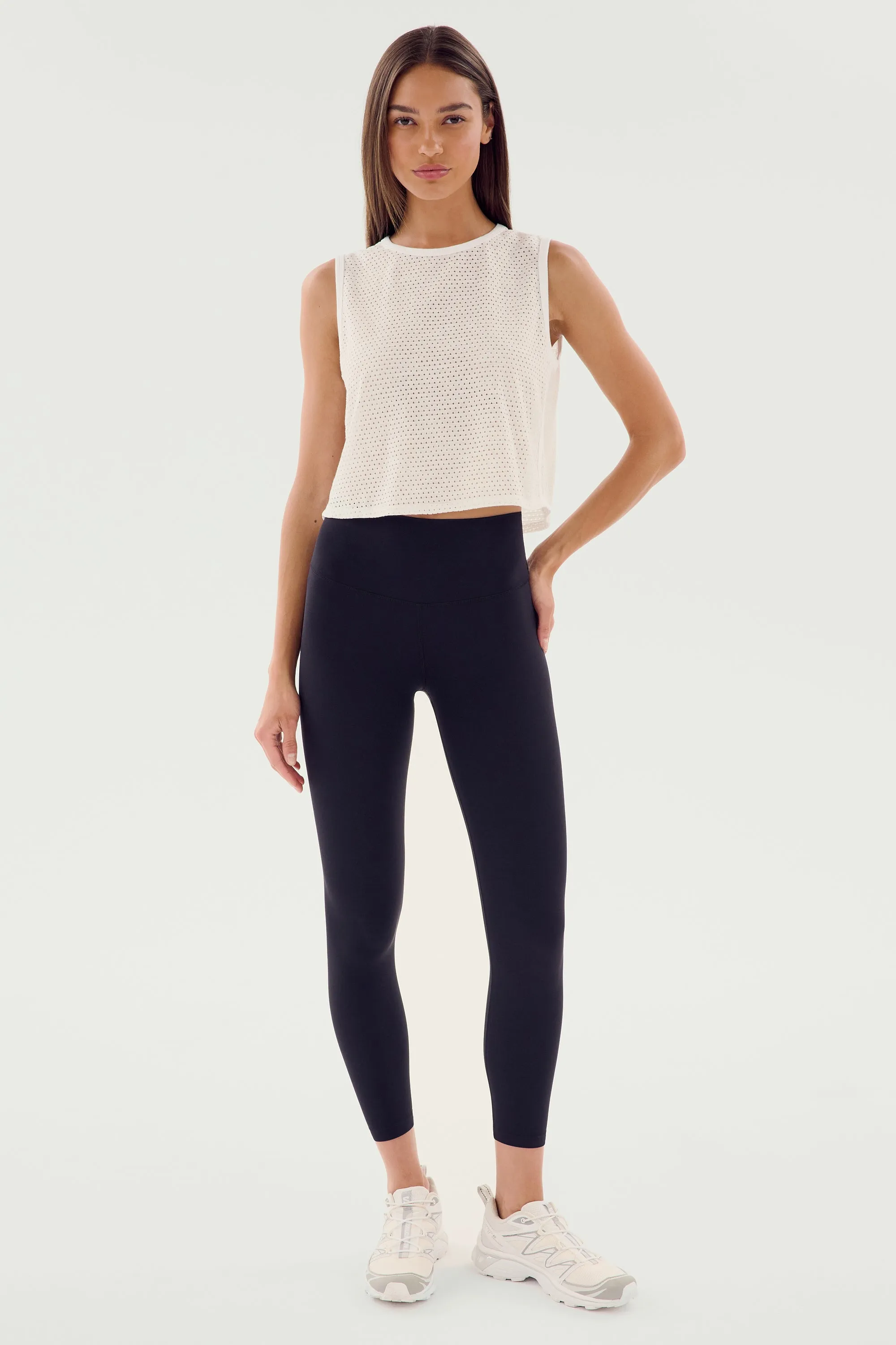 Logan Mesh Tank With Stripe - White