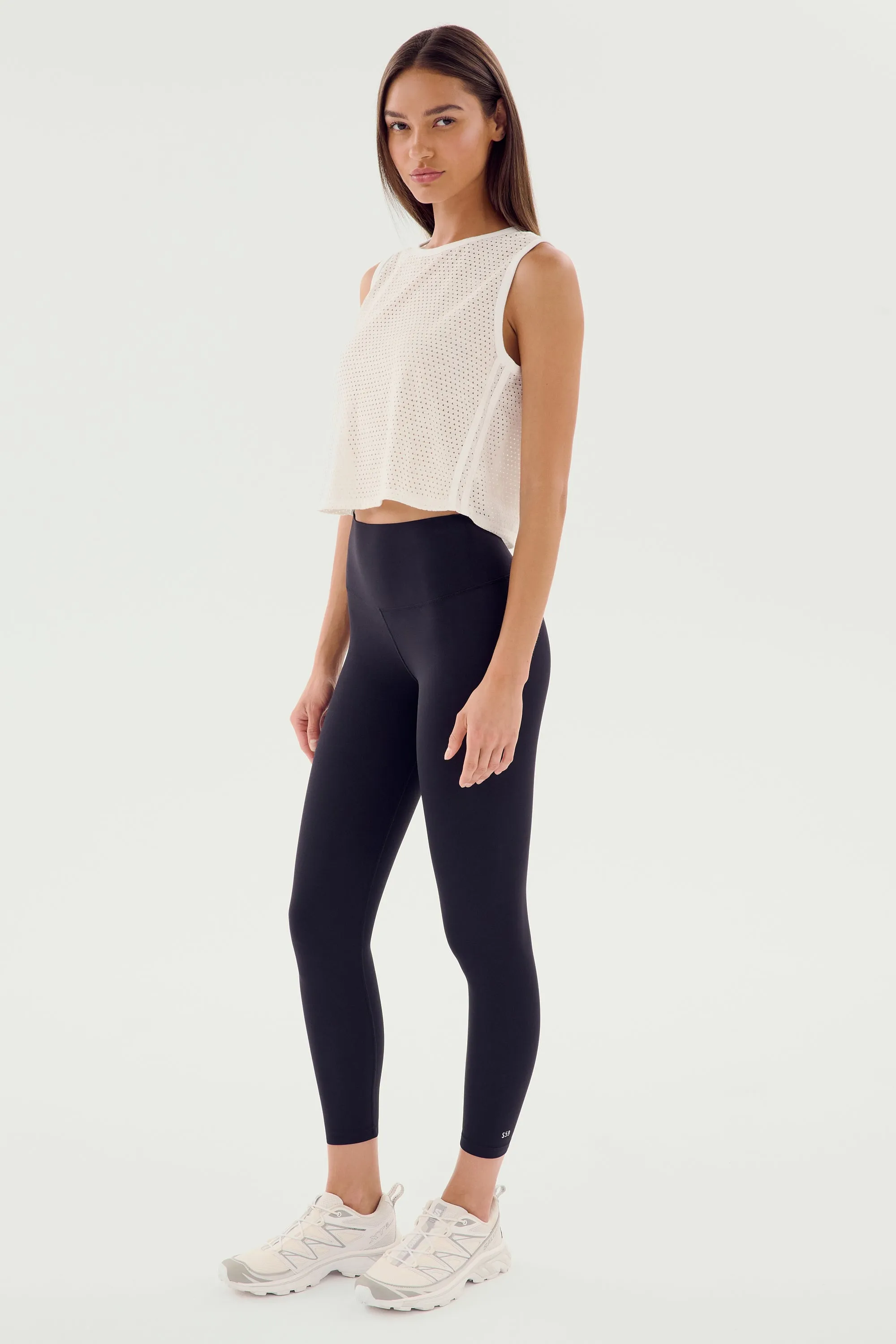 Logan Mesh Tank With Stripe - White