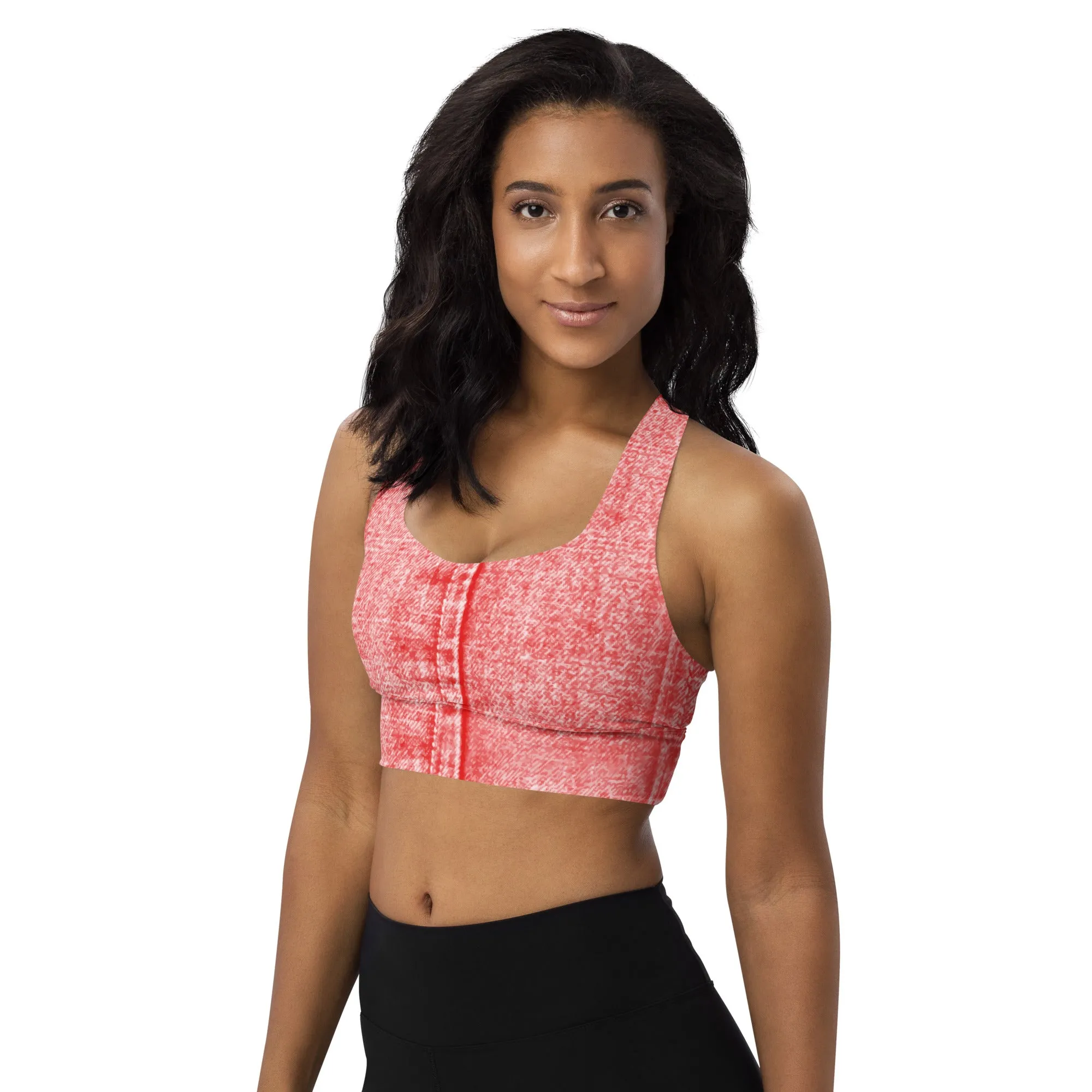 Longline sports bra Denim Red