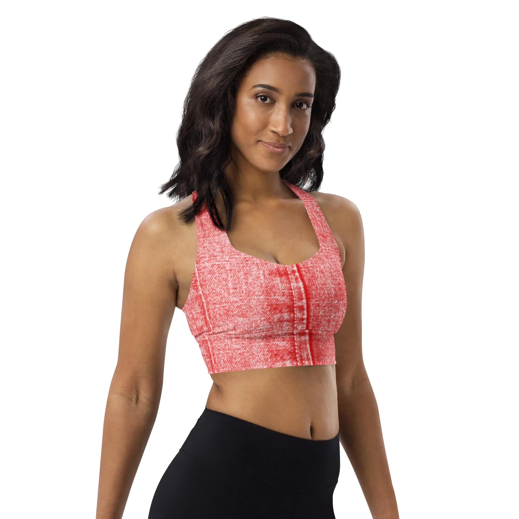 Longline sports bra Denim Red
